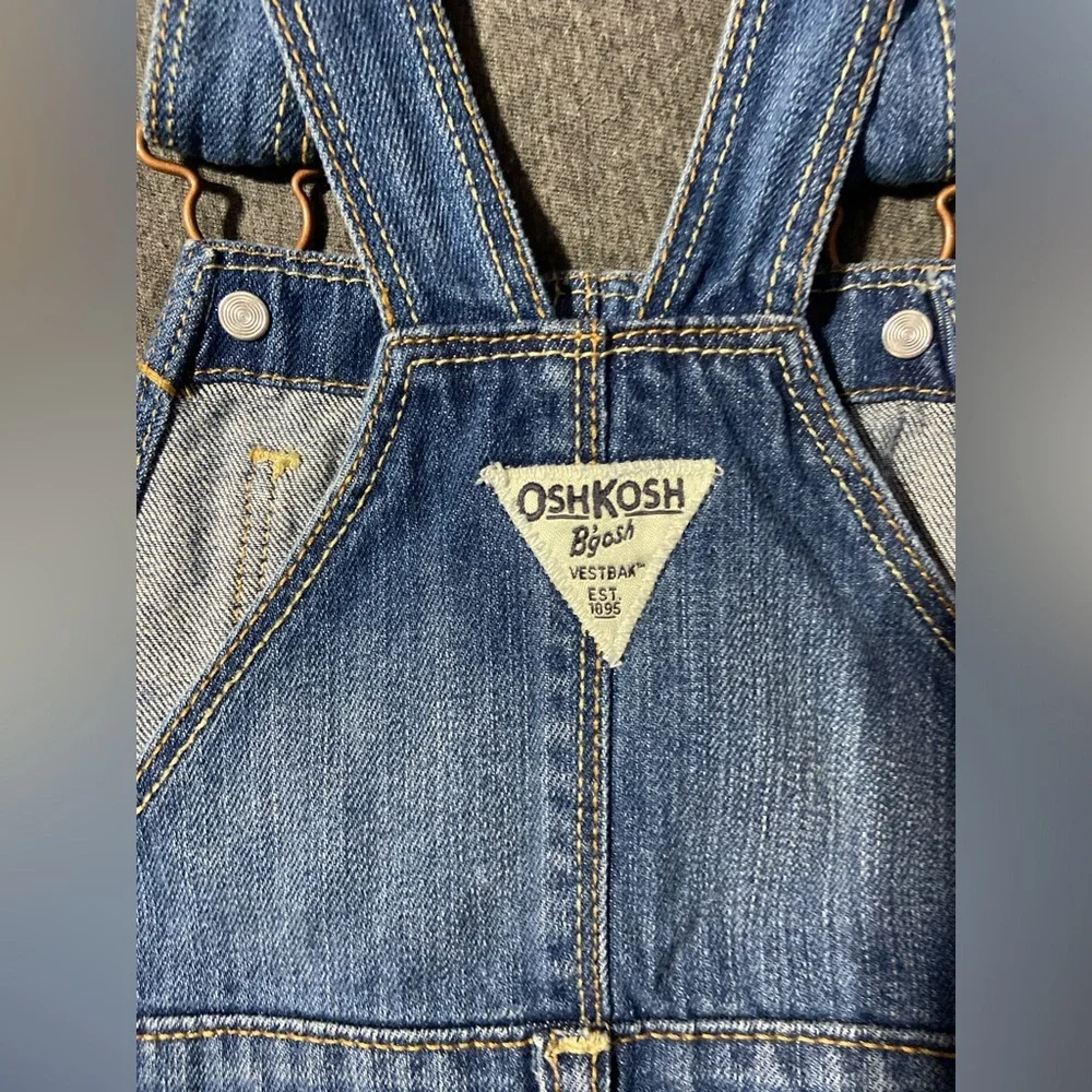 Oshkosh Kids Girls Size 4 Overalls Distressed Blue Jean Denim Dress Bibs NEW
